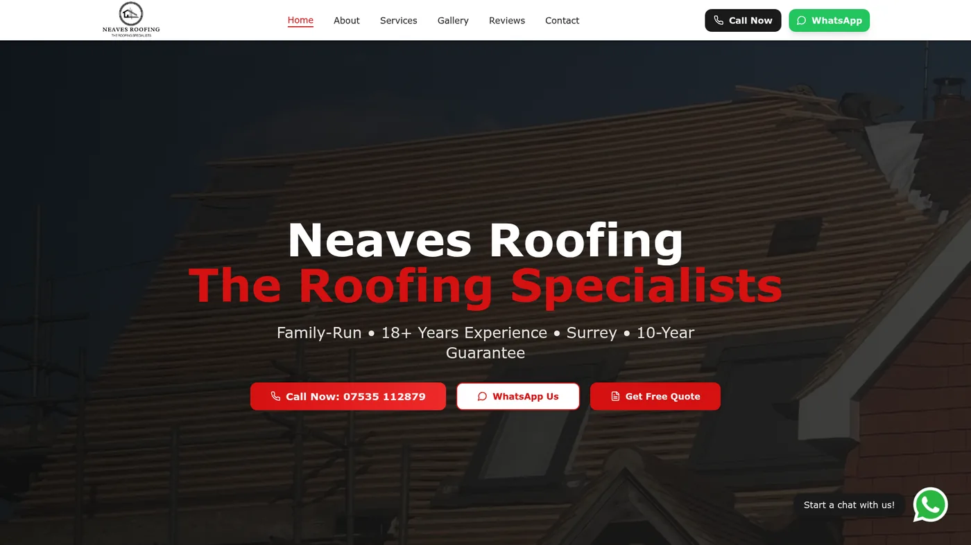 Neaves Roofing website preview
